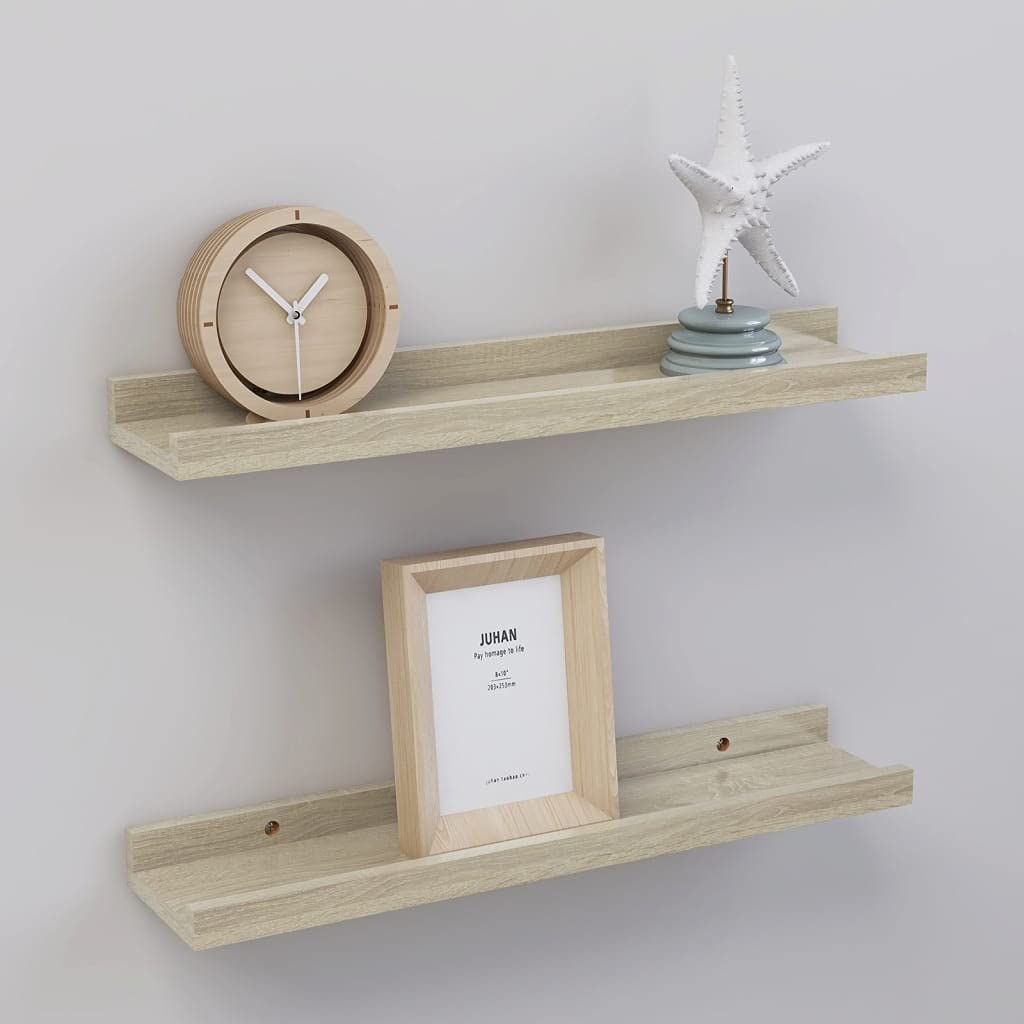 Wall Shelves -SKM Wall Shelves 2 pcs Sonoma Oak 15.7"x3.5"x1.2"