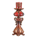 HomeRoots 468328 20 x 5.5 x 5.5 in. Brown & Red Faux Marble Tabletop Candle Holder & Candle