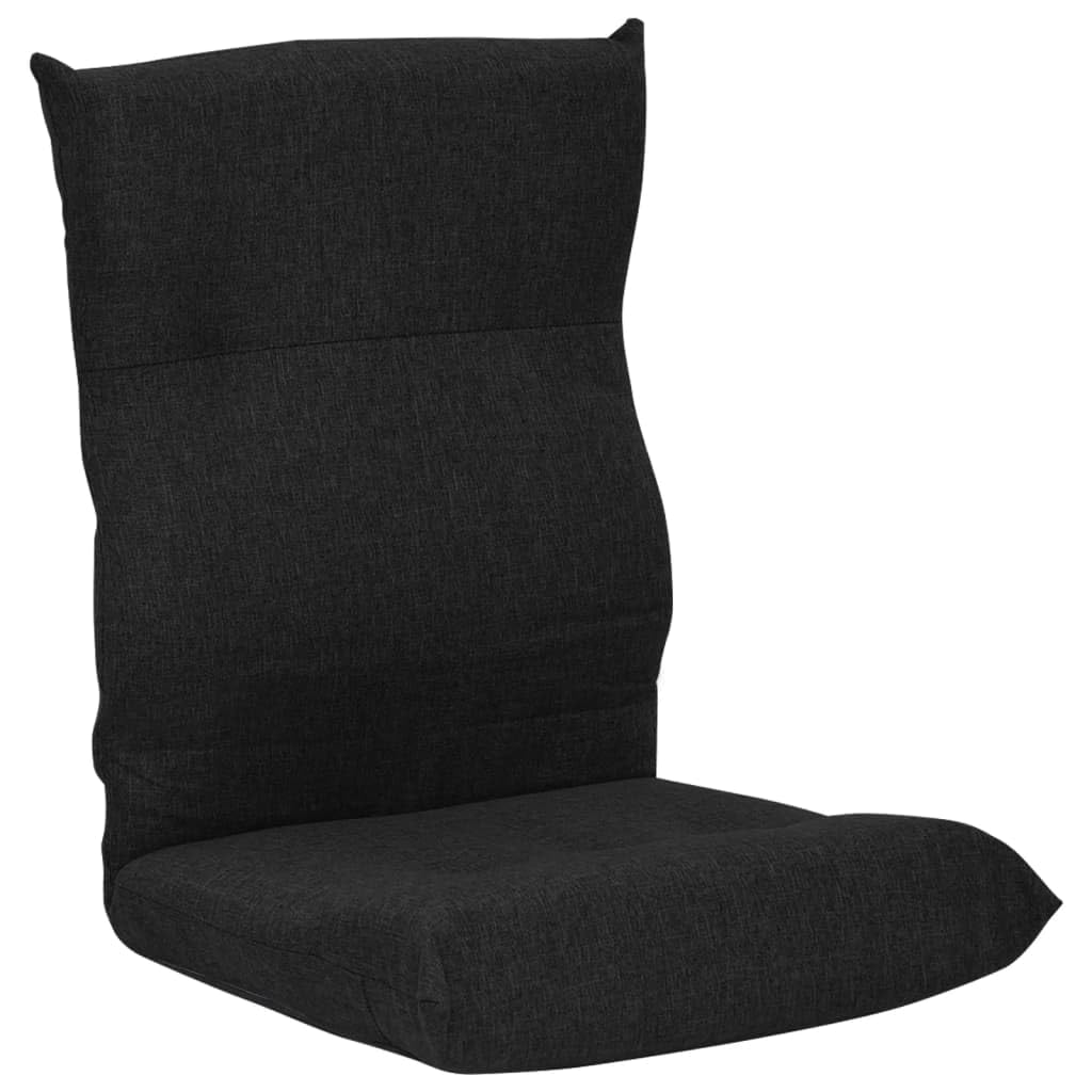 vidaXL Adjustable Black Fabric Floor Chair - Comfortable Foam Padded Lounger - Moveable, Foldable, Space-Saving - for Gaming, TV, Relaxation - No Assembly Required, Easy Storage