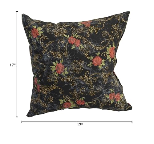 Blazing Needles Printed Throw Pillow, 17&quot;, Midnight Rosebud