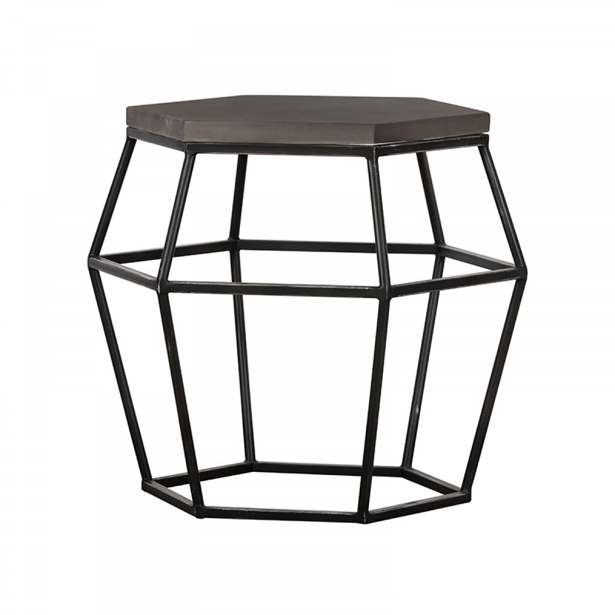 HomeRoots Concrete and Metal Hexagonal End Table