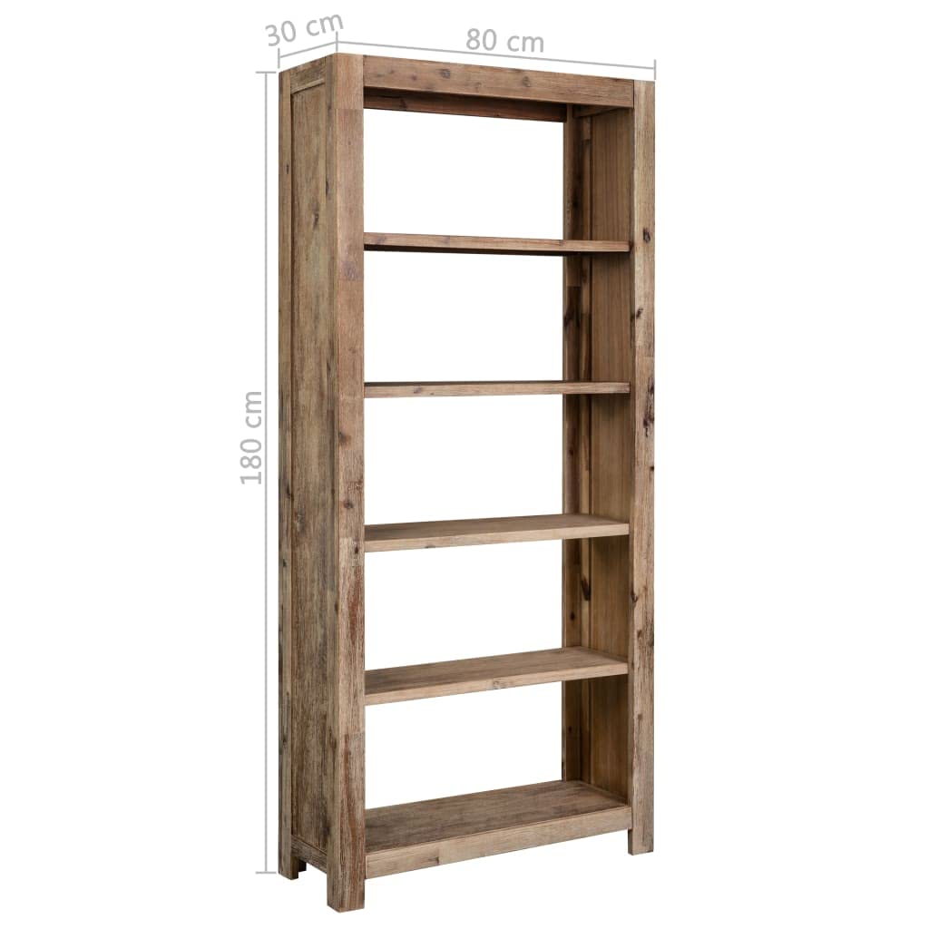 vidaXL 5-Tier Freestanding Bookcase - Solid Acacia Wood and MDF - Brown - 31.5&quot;x11.8&quot;x70.9&quot; - Traditional Design with Brushed Finish