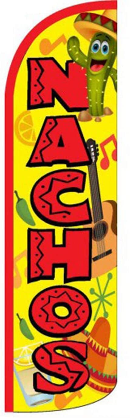 4 Less Co Nachos Windless Swooper Flag Feather Banner Sign 3X11.5 Ft Tall (Flag Only) Yq