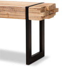 Baxton Studio Henson Rustic and Industrial Natural Brown Finished Wood and Black Finished Metal Bench