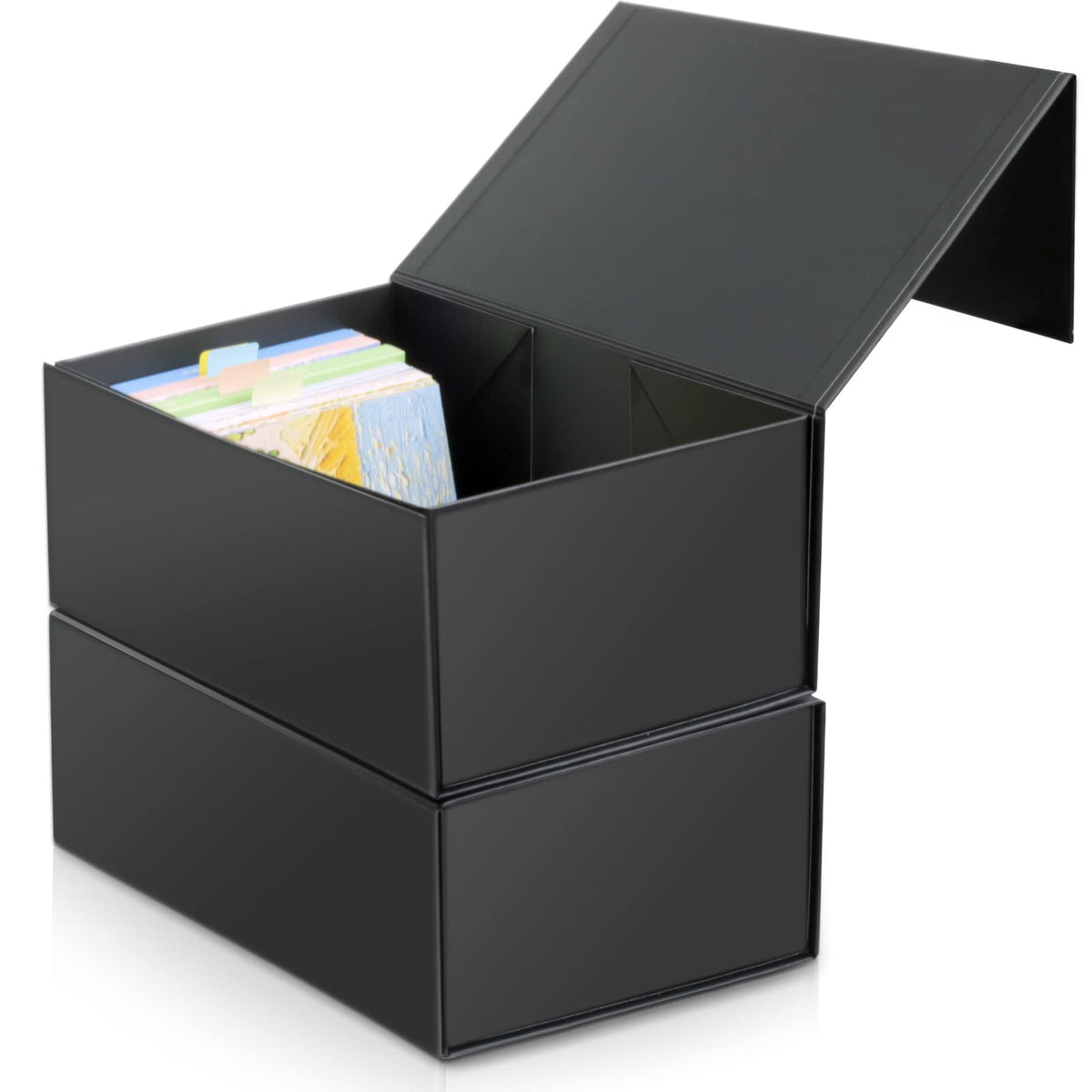4X6 Index Card Holder, Index Card Storage Box 4 X 6 Inches, Fits 2400 Flash Cards - 2 Pack, Black