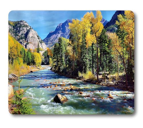 Wknoon Natural Landscape Mountains Of Colorado With Forest And River Summer Foliage Idyllic Photo Mouse Pad