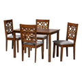 Baxton Studio Abigail Modern Grey Fabric and Walnut Brown Finished Wood 5-Piece Dining Set