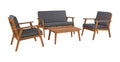 Cole Outdoor Chat 4 Piece Seating Set With Grey Cushions