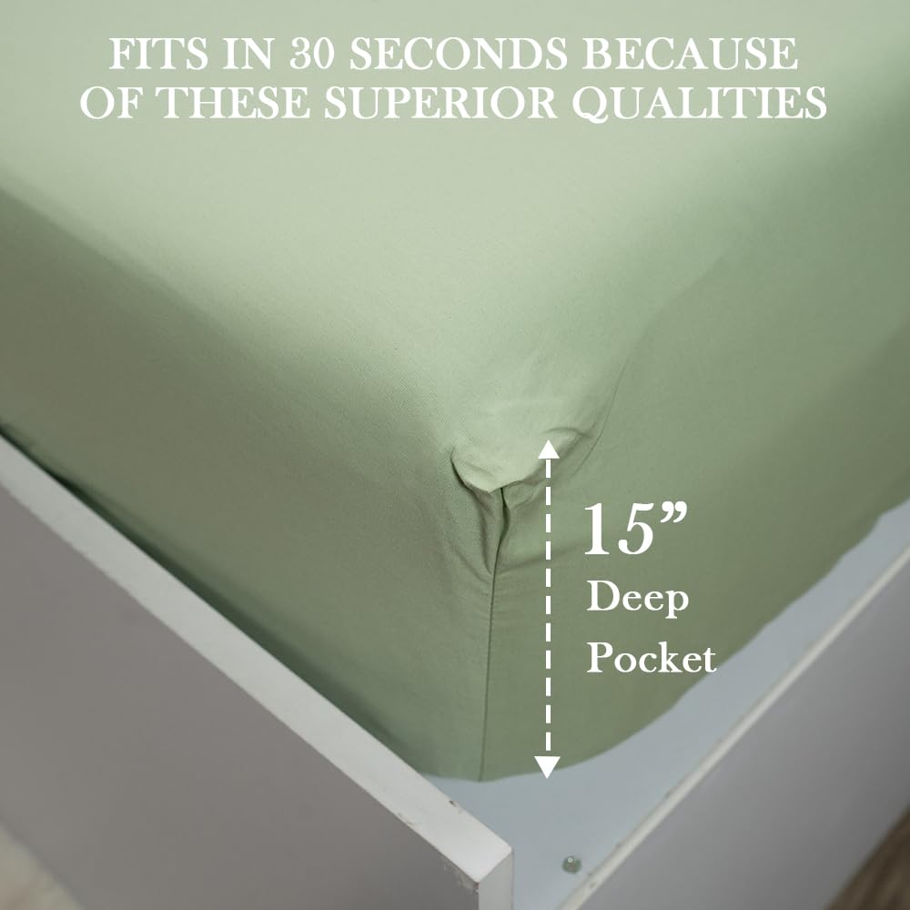 Atelier Bedding 100% Cotton Fitted Sheet 400 Thread Count 15'' Deep Pockets Soft & Silky Cool Luxury Percale Weave For Home & Ho