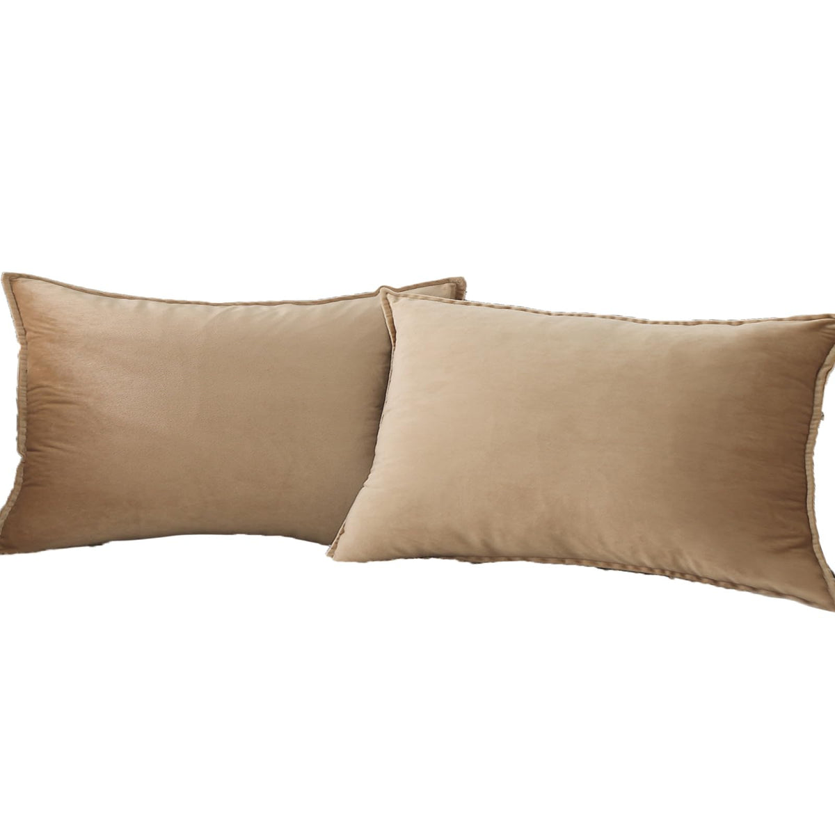 Jiahannha Velvet Khaki Throw Pillow Covers 12X20 Inches Pack Of 2 Soft Decorative Square Cushion Covers For Couch Sofa Bed Livin