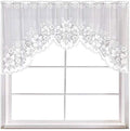 WUBODTI White Lace Swag Curtains for Kitchen, Sheer Floral Embroidery Window Valances Hollow Knitted Home Decor Lace Valance Cur
