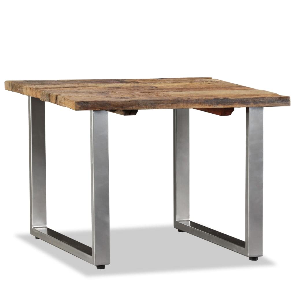 vidaXL Solid Reclaimed Wood Coffee Table 21.7"x21.7"x15.7" - Handcrafted, Vintage Industrial-Style, Easy-Assembly, Living Room Table with Wrought Iron Legs