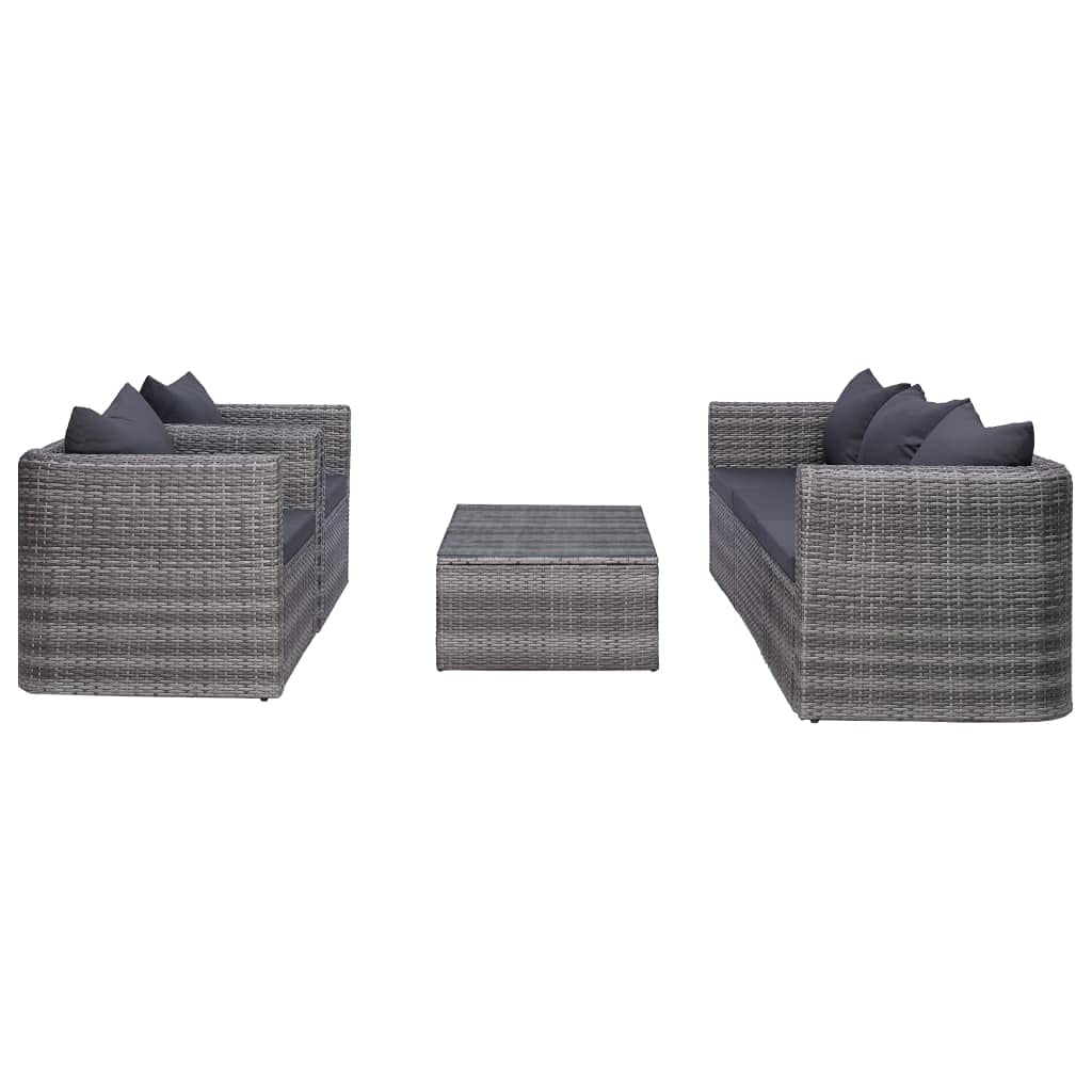 vidaXL Patio Sofa Set 6 Piece, Sectional Sofa for Outdoor Backyard, Couch with Cushions, Patio Furniture Set with Table, Poly Rattan Gray
