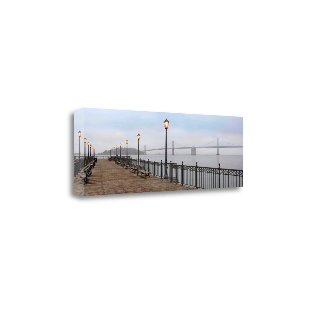 34' Modern Panoramic View City Pier Gallery Wrap Canvas Wall Art