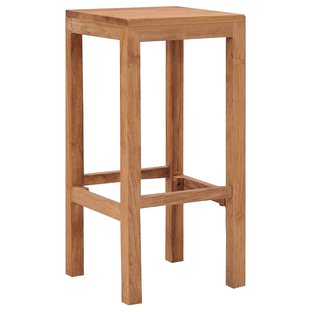 vidaXL Bar Stools Set of 2 - Teak Wood, Colonial-Style Seating with Rustic Finish for Kitchen, Dining, and Living Room