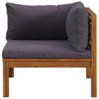 vidaXL Outdoor Solid Acacia Wood Corner Sofas with Dark Gray Cushions - Versatile, Robust, Weather-Resistant, and Comfortable - Ideal for Your Personalized Garden Lounge Set