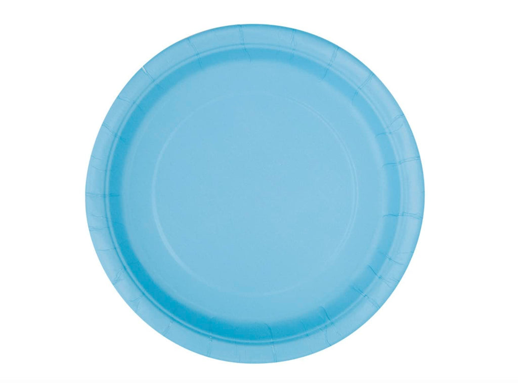 Lovely Powder Blue Solid Round Dessert Plates - Vibrant 7'' (Pack of 20) - Sturdy & Stylish - Perfect for Birthdays, Showers & C