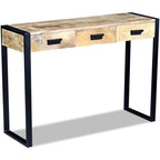 vidaXL Console Table with 3 Drawers Solid Mango Wood 43.3"x13.8"x30.7"