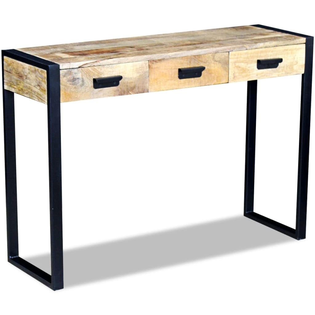 vidaXL Console Table with 3 Drawers Solid Mango Wood 43.3"x13.8"x30.7"