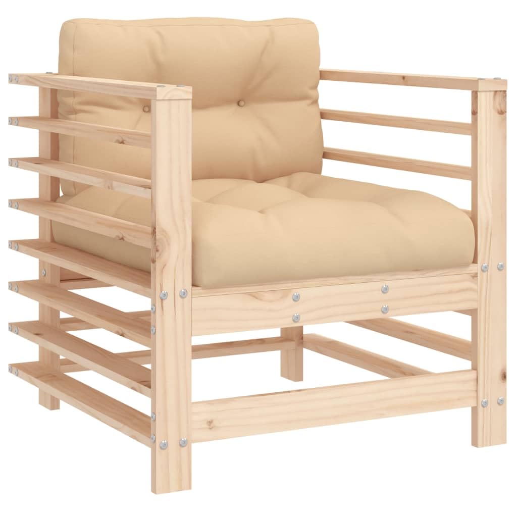 vidaXL Solid Pine Wood Garden Chairs - Set of 2 - Rustic Patio Chairs with Thickly Padded Cushions - Versatile and Robust Construction - Perfect for Outdoor Use