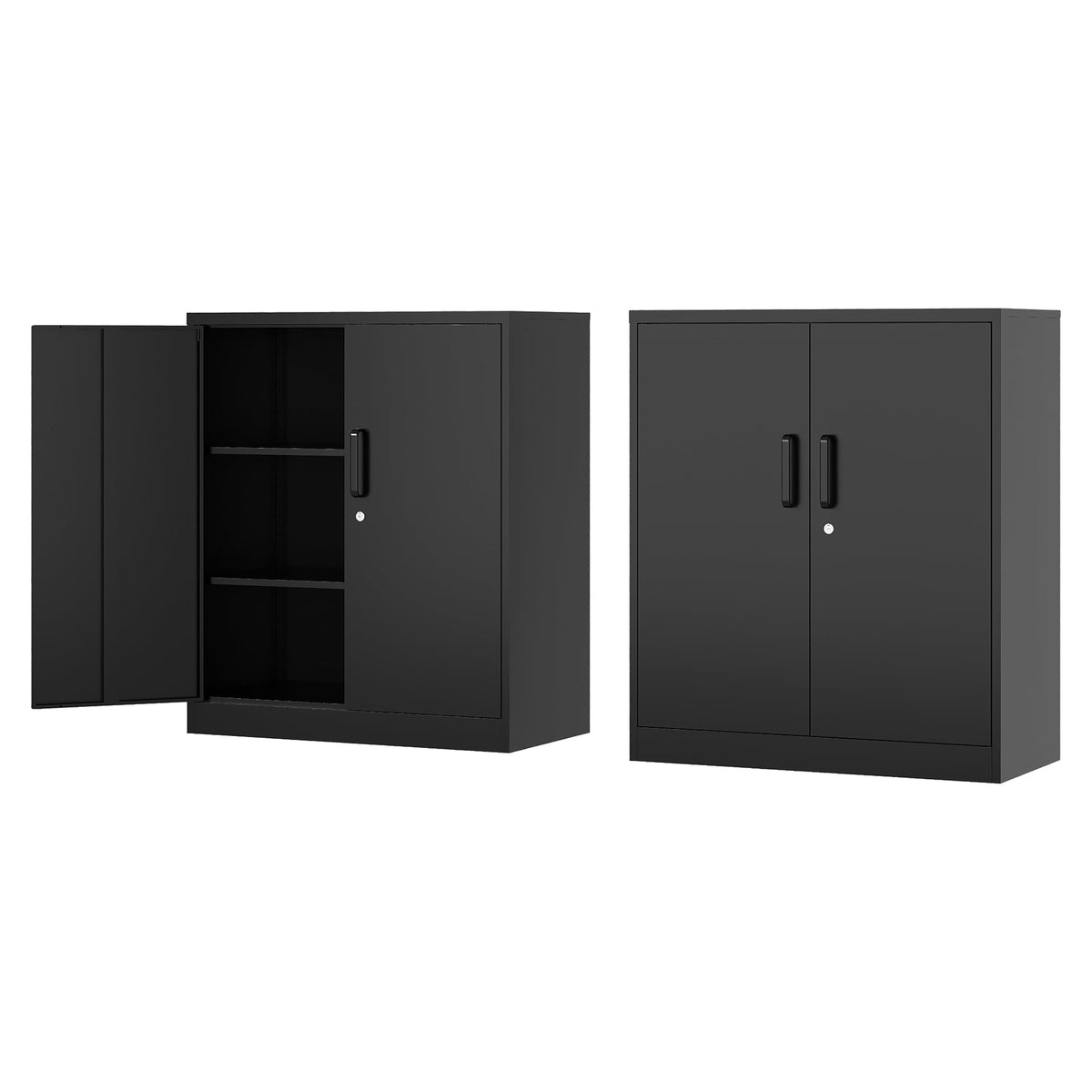 Fesbos Metal Storage Cabinet-36    Tall Steel File Cabinets with Lockable Doors and Adjustable Shelves-Black Steel Storage Cabin