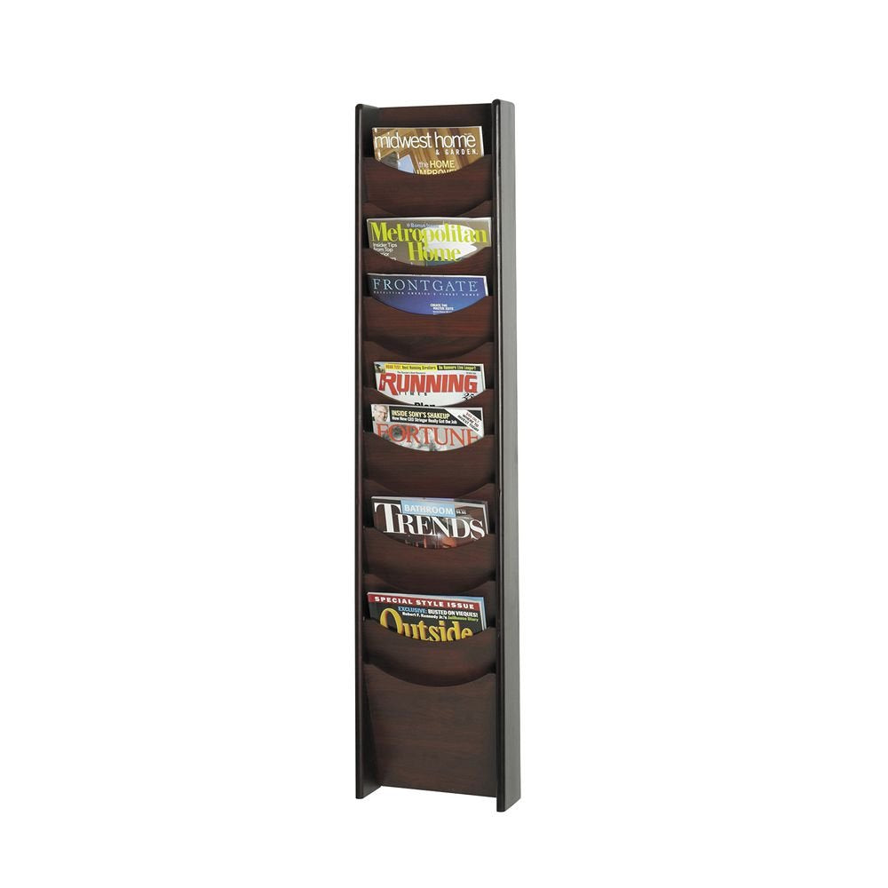 Safco Home Office Furniture 12-Pocket Wood Magazine Rack Mahogany 11.25&quot;&quot; W X 3.75&quot; D X 48.75&quot; H