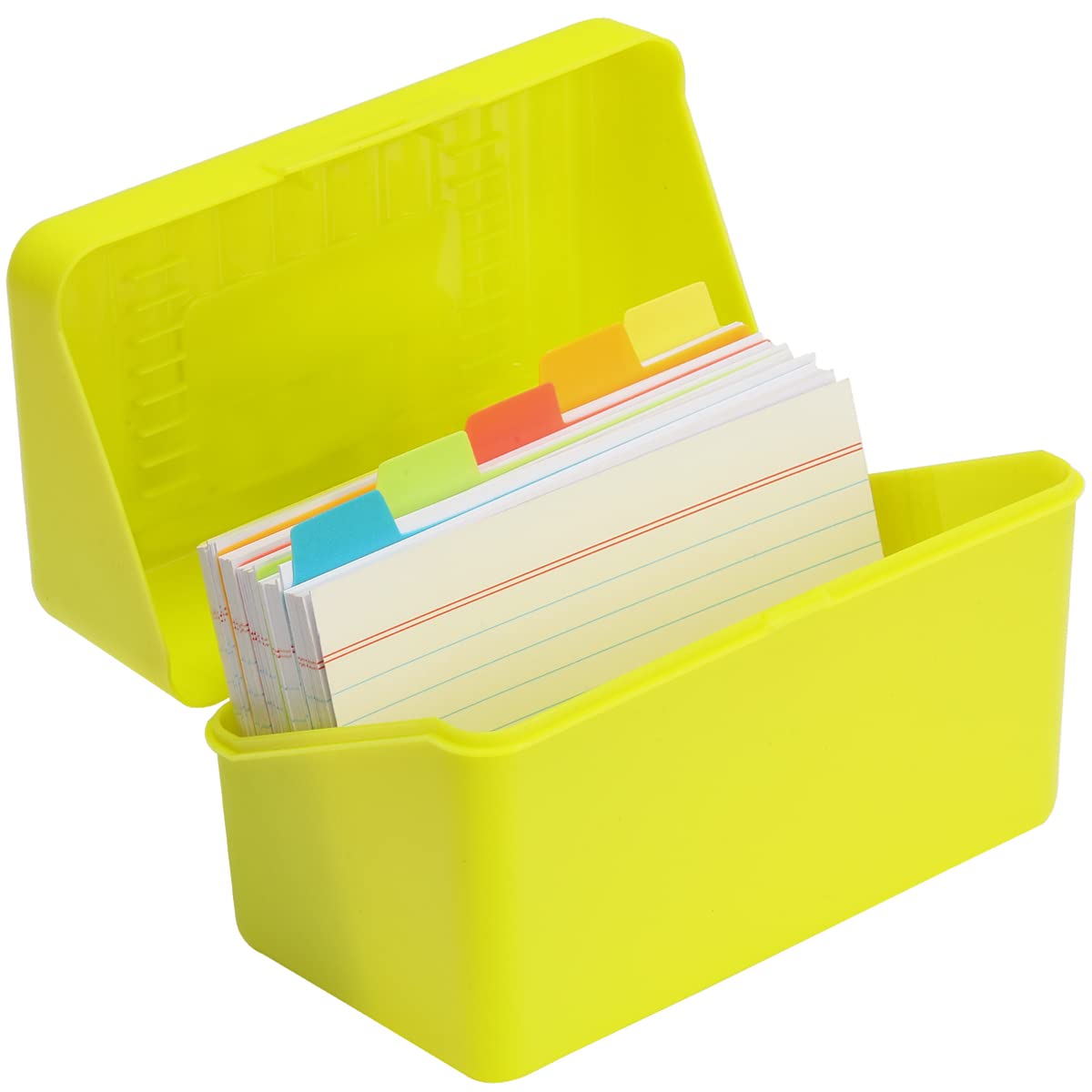 H4D 3X5 Index Card Holder With 100 Heavyweight Ruled Index Cards And Plastic Dividers, Lime Green
