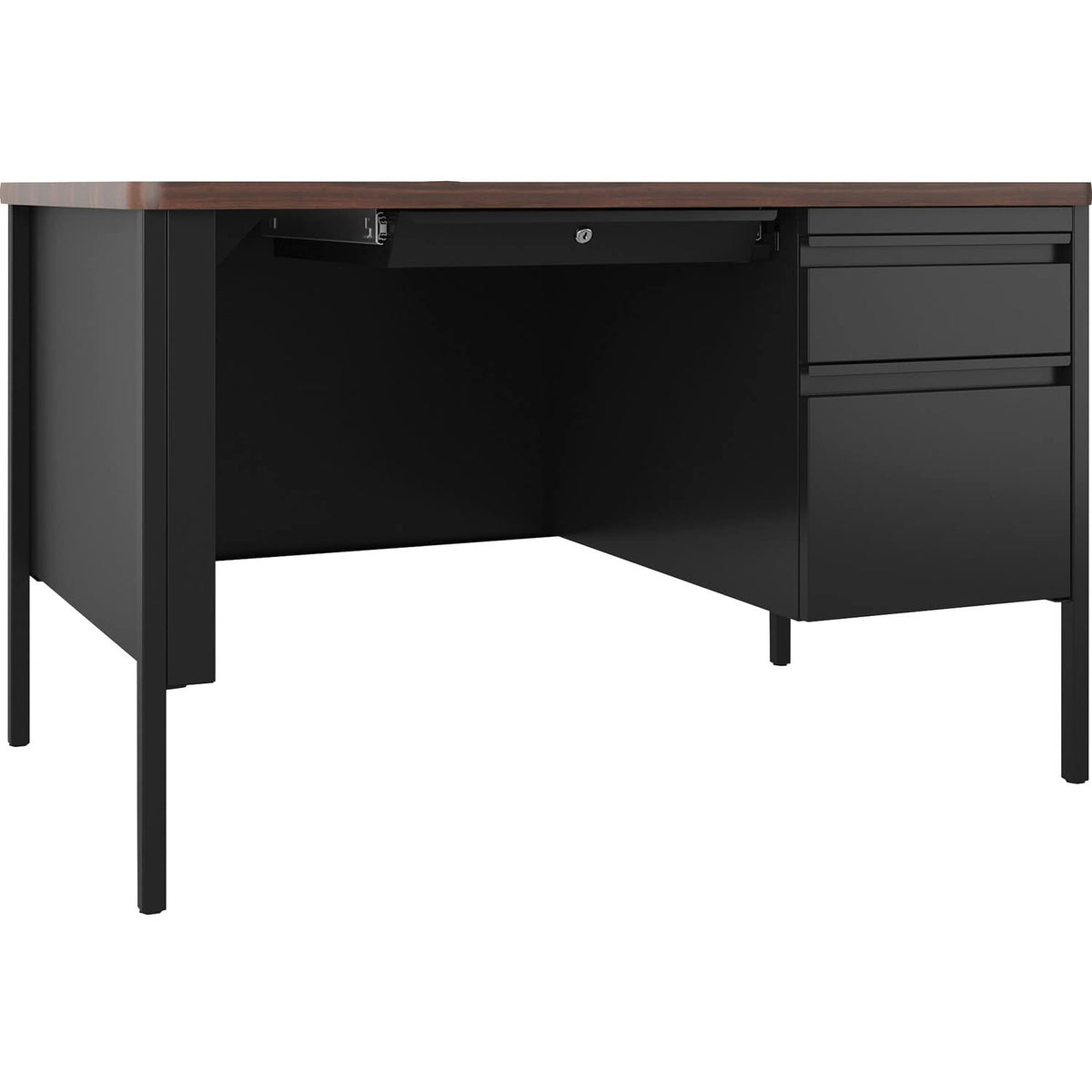 Lorell Fortress Series Walnut Top Teacher's Desk