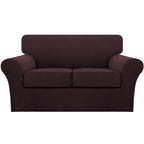 3 Piece Sofa Covers For 2 Cushion Couch Sofa Slipcover Soft Couch Cover For Dogs-Washable Sofa Furniture Covers With 2 Individual Cushion Covers, Feature Thick Jacquard Fabric (Loveseat, Brown)