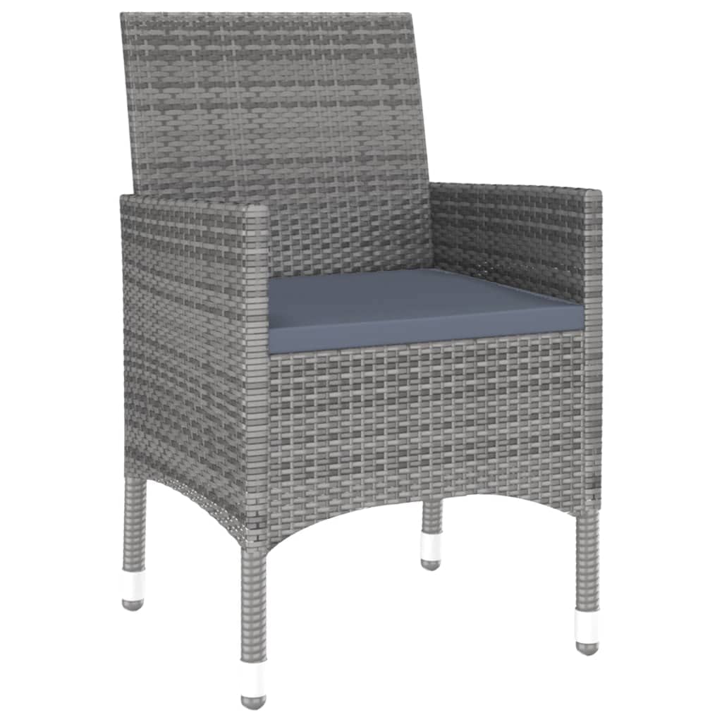 vidaXL Patio Dining Set 7 Piece Garden Outdoor Lawn Yard Terrace Balcony Table and Chair Seat Seating Furniture Poly Rattan and Tempered Glass Gray