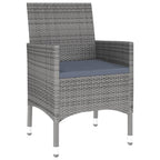vidaXL Patio Dining Set 7 Piece Garden Outdoor Lawn Yard Terrace Balcony Table and Chair Seat Seating Furniture Poly Rattan and Tempered Glass Gray