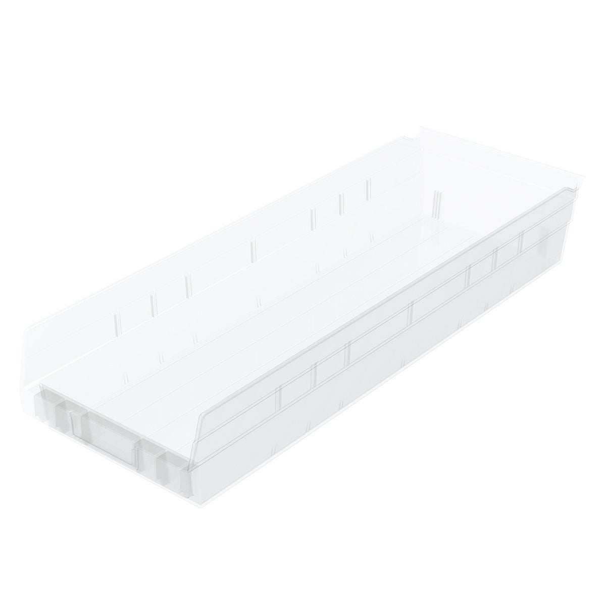 Akro-Mils 30184 Plastic Nesting Shelf Bin Box, (24-Inch X 8-Inch X 4-Inch), Clear, (6-Pack)
