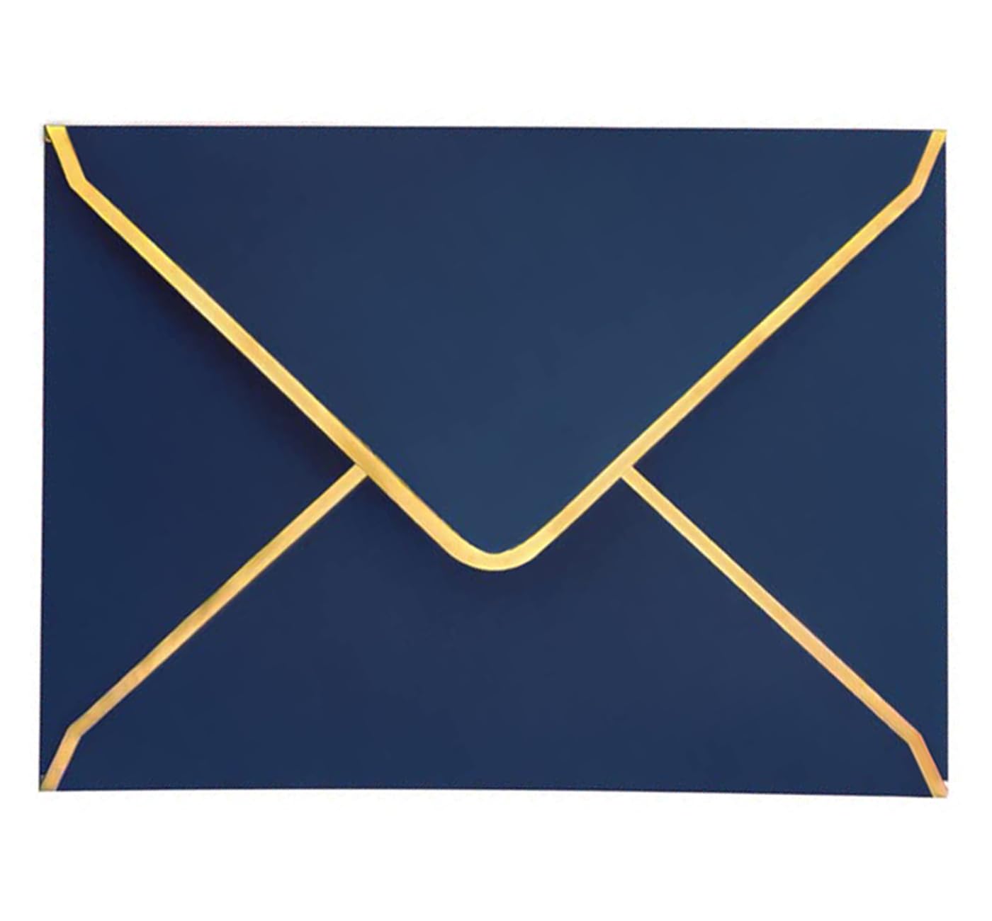 50 Pcs Invitation Envelopes A7 Size, Blue Envelopes 5 X 7 Inch V-Flap Mailing Card Envelopes Quick Seal Envelopes With Gold Bord