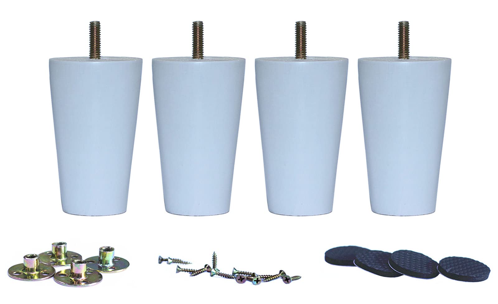 WEICHUAN White Round Solid Wood Replacement Sofa Couch Chair Ottoman Loveseat Coffee Table Cabinet Furniture Wood Legs(4'' Set o
