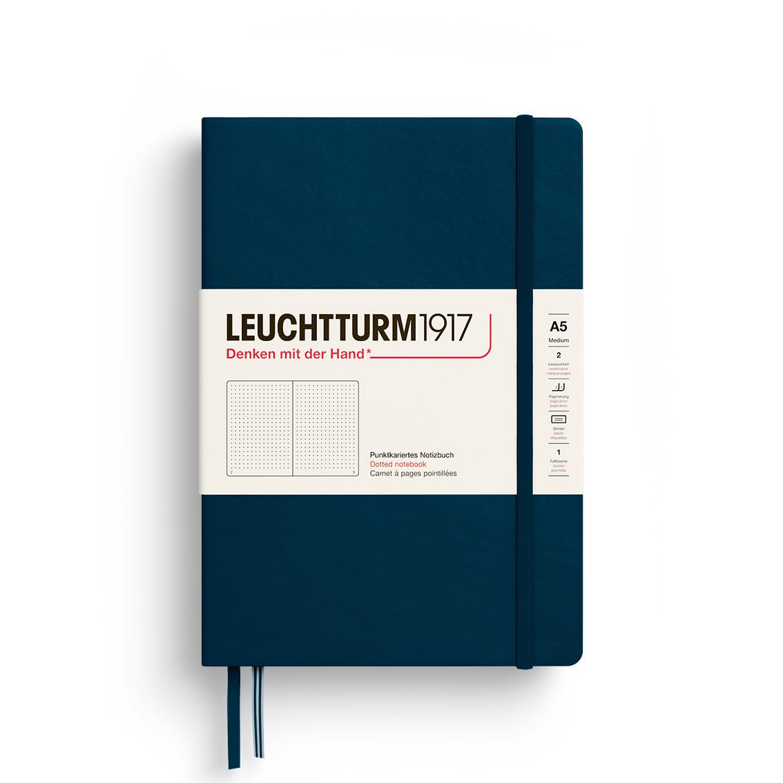 Leuchtturm1917 - Notebook Hardcover Medium A5-251 Numbered Pages For Writing And Journaling - Thinking Ahead (Dotted Paper, Deep