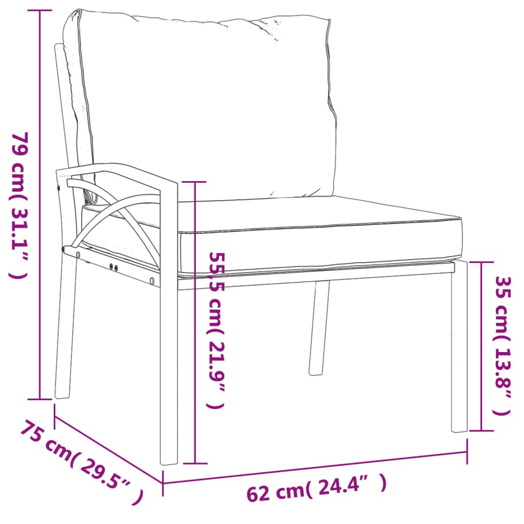 vidaXL 7 Piece Patio Lounge Set with Sand Cushions Steel
