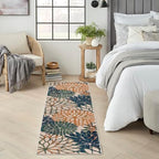 Nourison Aloha Indoor/Outdoor Blue Green 2' X 6' Area Rug, Easy Cleaning, Non Shedding, Bed Room, Living Room, Dining Room, Backyard, Deck, Patio (2X6)