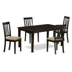 East West Furniture CAAN5-CAP-C 5 Piece Dining Set Includes a Rectangle Dining Room Table and 4 Linen Fabric Upholstered Kitchen Chairs, 36x60 Inch, Cappuccino