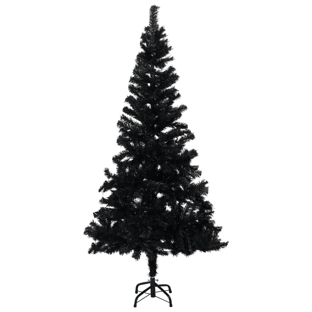 vidaXL 4 ft Artificial Christmas Tree - Black - PVC Material - Indoor and Outdoor Use - Economical and Eco-Friendly - 230 Lifelike Tips with Stable Steel Stand