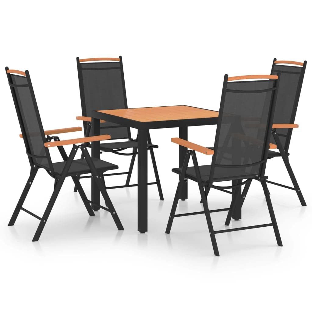 vidaXL Patio Dining Set 5 Piece, Outdoor Dining Set for 4, Table and Chair for Garden Backyard, Dining Chair, Industrial Style, Aluminum Black