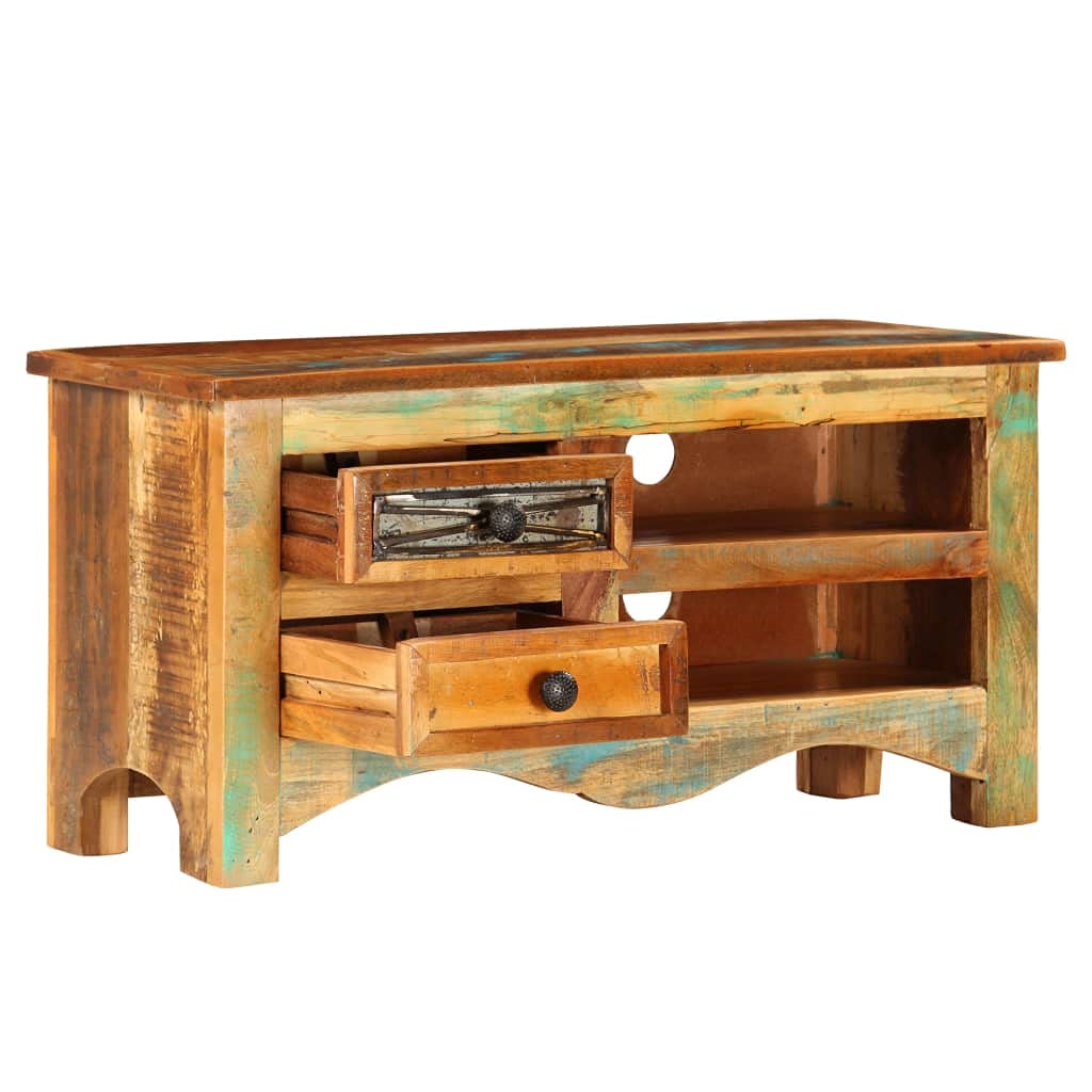 vidaXL Classic-Style TV Cabinet - Solid Reclaimed Wood - Built-in Storage - Handmade Craftsmanship - Industrial Style Elements