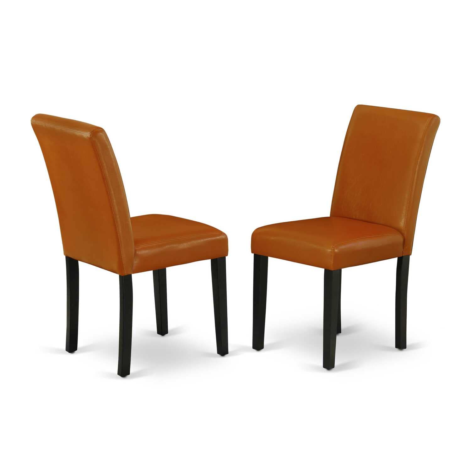 East West Furniture AMAB5-BCH-61 5 Piece Modern Dining Table Set Includes a Round Kitchen Table with Pedestal and 4 Baked Bean Faux Leather Parson Dining Chairs, 36x36 Inch, Black & Cherry