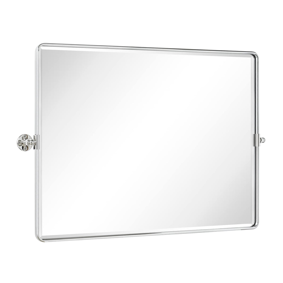 TEHOME 40x30'' Chrome Pivot Mirror Horizontal 30x40'' Metal Framed Rectangle Tilting Beveled Vanity Mirrors for Wall