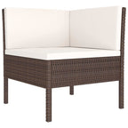 vidaXL 3 Piece Poly Rattan Patio Lounge Set with Cushions, Weather-Resistant Outdoor Furniture, Brown with Cream White Cushions, Easy-Clean & Modular Design