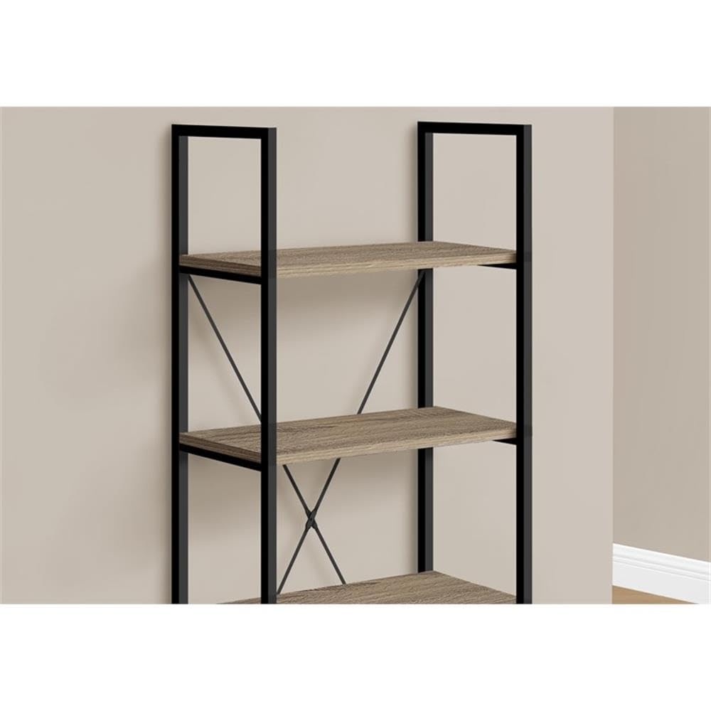 Monarch Specialties I 7800 Bookshelf, Bookcase, 4 Tier, 48' H, Office, Bedroom, Metal, Laminate, Brown, Black, Contemporary, Modern