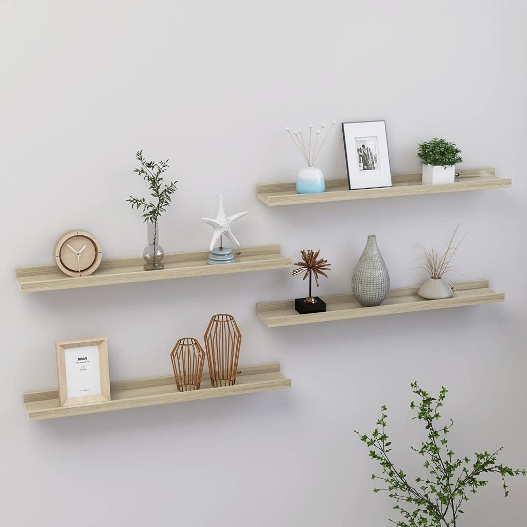 NusGear Wall Shelves 4 pcs Sonoma Oak 23.6&quot;x3.5&quot;x1.2&quot;