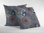 HomeRoots Red, Orange, Blue, Green On Gray Broadcloth 20â€ Gray Pink Floral Indoor Outdoor Throw Pillow