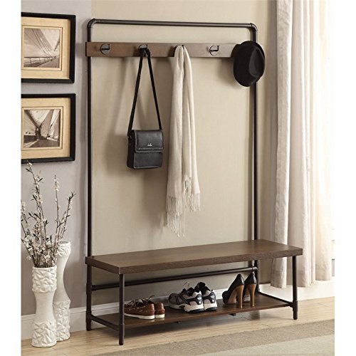 Coaster Home Furnishings Hall Tree, Coffee/Black Entryway Organizer, Stylish Storage Solution, Model 902921