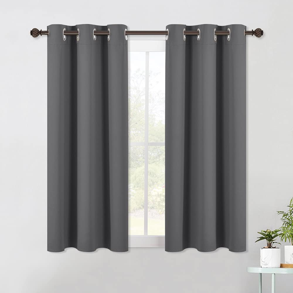 Nicetown Bedroom Curtains Blackout Drapery Panels, Three Pass Microfiber Thermal Insulated Solid Ring Top Blackout Window Curtai