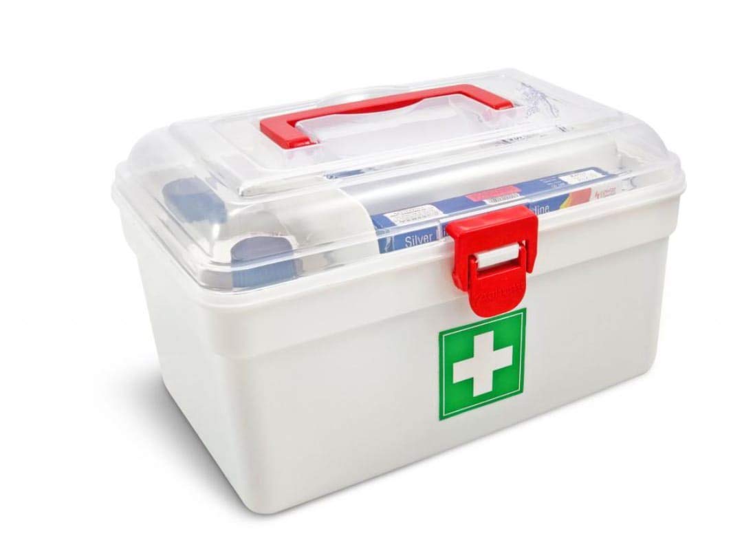 Emndr Portable Medicine Box Family First Aid Kit Medicine Organiser Box With Detachable Tray And Handle